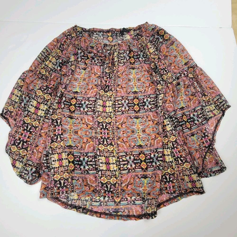 New Directions Boho Paisley Bohemian Print Size Medium Bell Sleeve